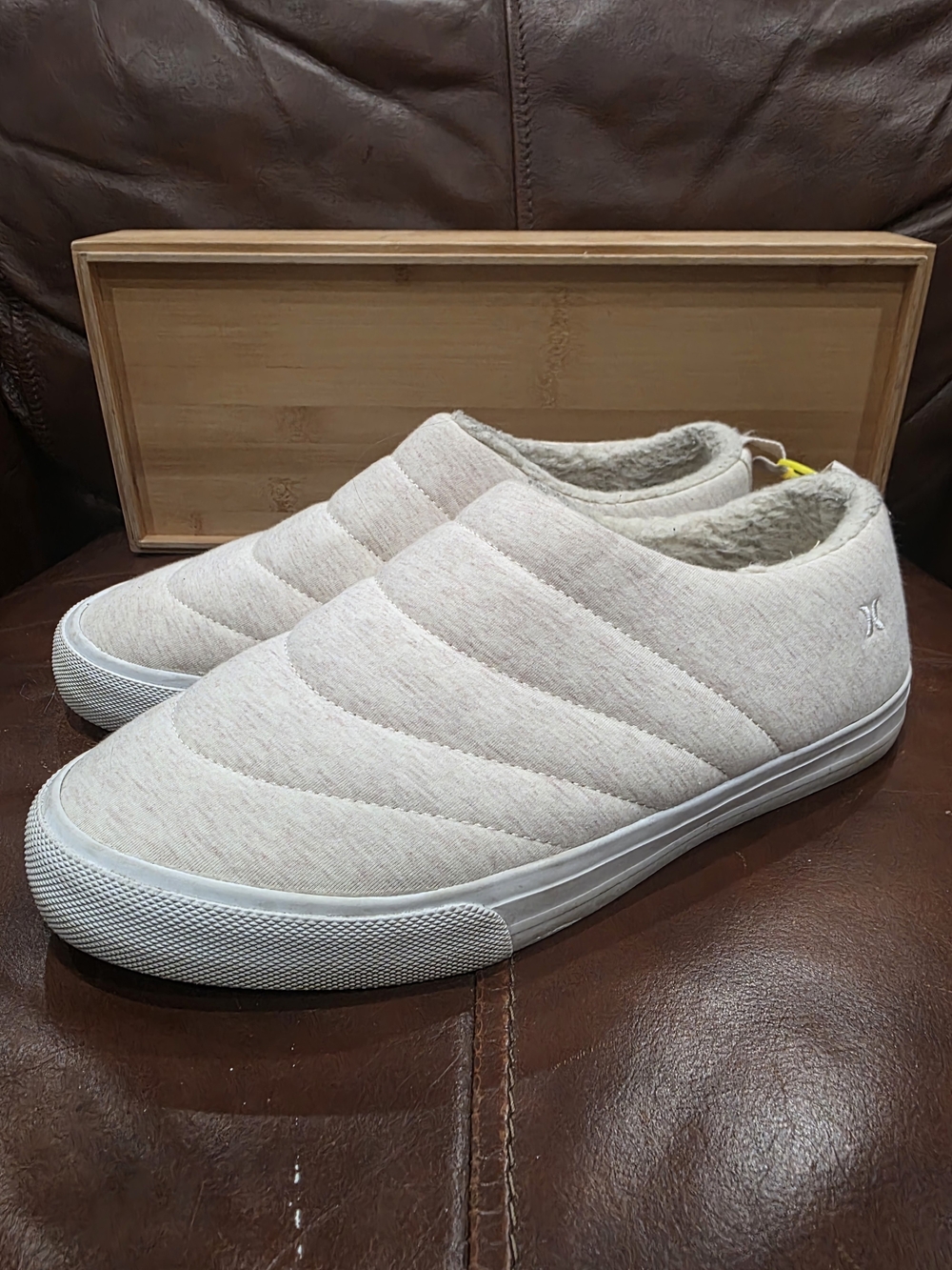 Hurley Quilted Slip-On Loafers in Light Beige